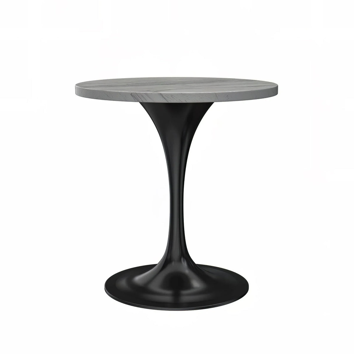 Verve Round Dining Table with MDF/Sintered Stone/Resin Tabletop in Black Stainless Steel Pedestal Base - Elax Furniture