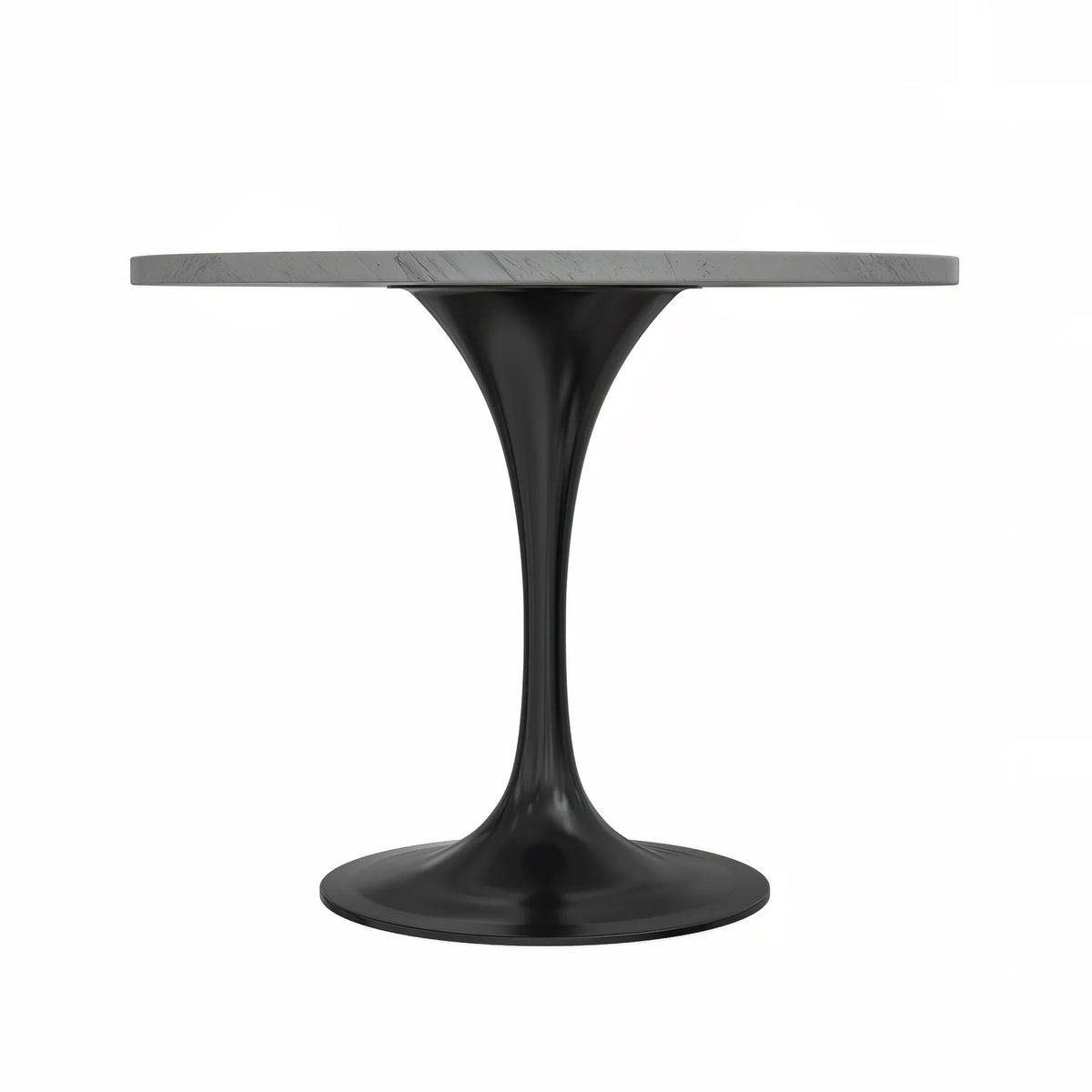 Verve Round Dining Table with MDF/Sintered Stone/Resin Tabletop in Black Stainless Steel Pedestal Base - Elax Furniture
