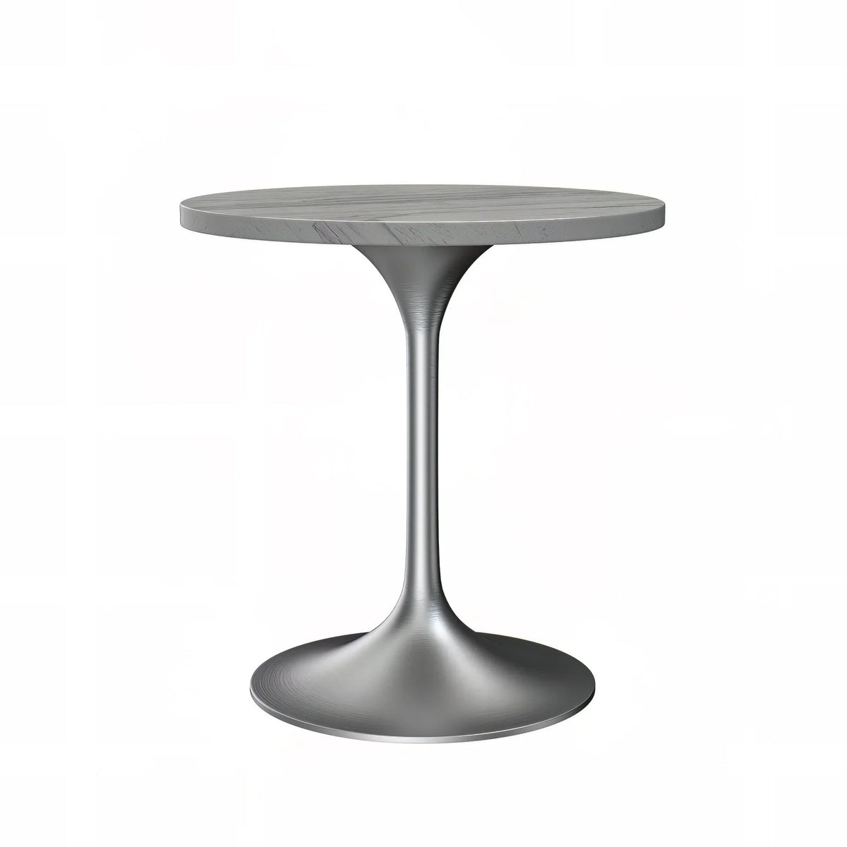 Verve Round Dining Table with MDF/Sintered Stone/Resin Tabletop in Silver Stainless Steel Pedestal Base - Elax Furniture