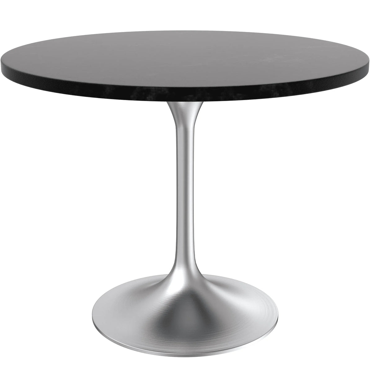 Verve Round Dining Table with MDF/Sintered Stone/Resin Tabletop in Silver Stainless Steel Pedestal Base - Elax Furniture