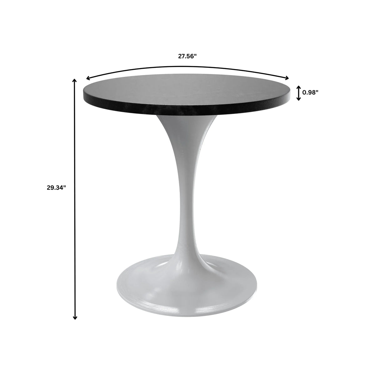 Verve Round Dining Table with MDF/Sintered Stone/Resin Tabletop in White Stainless Steel Pedestal Base - Elax Furniture