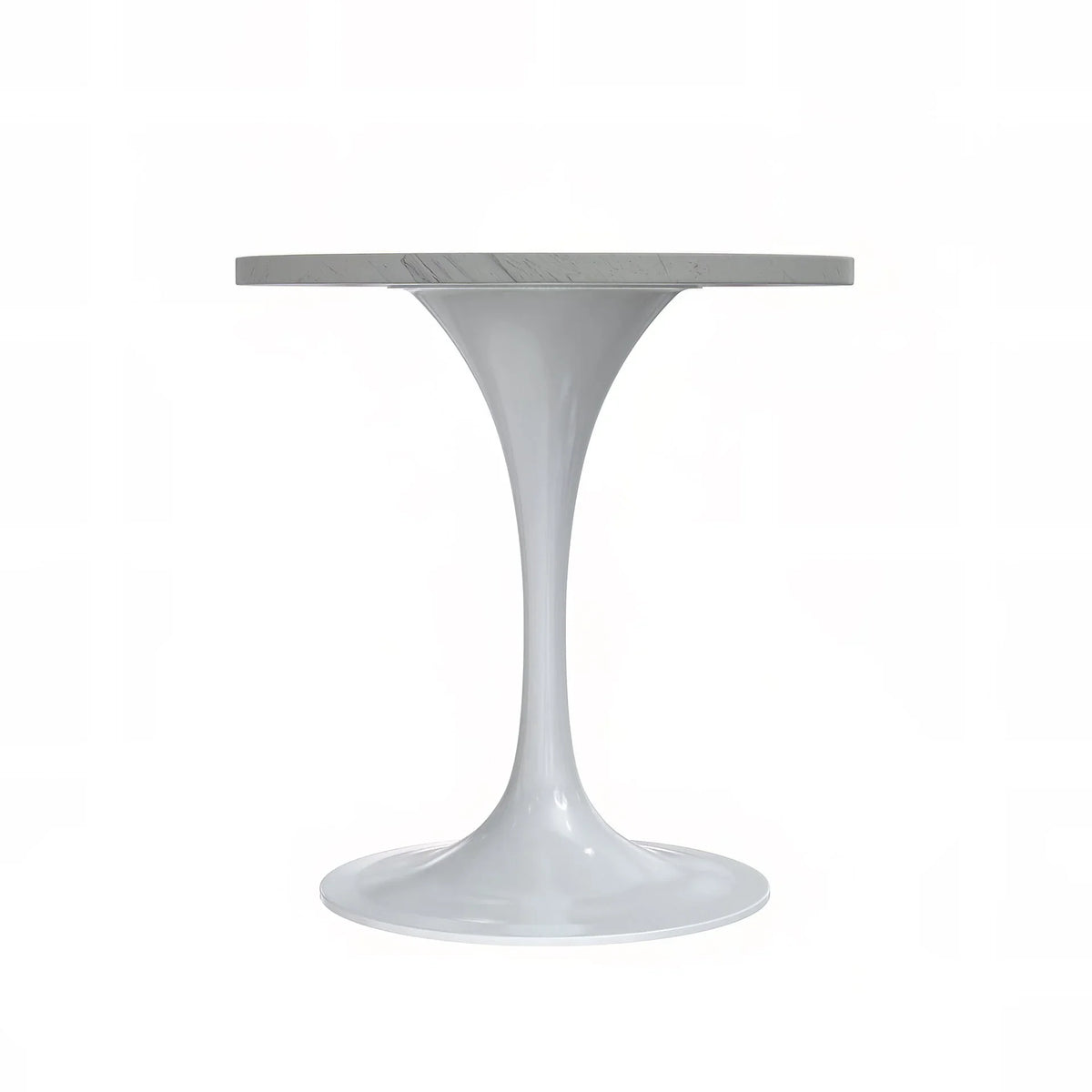 Verve Round Dining Table with MDF/Sintered Stone/Resin Tabletop in White Stainless Steel Pedestal Base - Elax Furniture