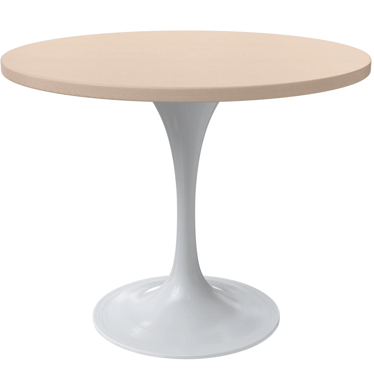 Verve Round Dining Table with MDF/Sintered Stone/Resin Tabletop in White Stainless Steel Pedestal Base - Elax Furniture