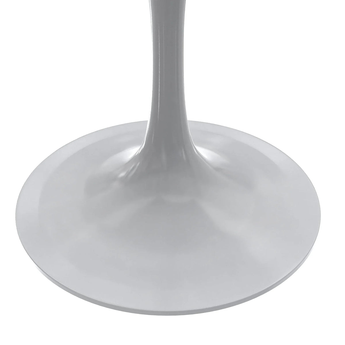 Verve Square Dining Table with a Laminated White Marbleized Tabletop and White Steel Pedestal Base - Elax Furniture