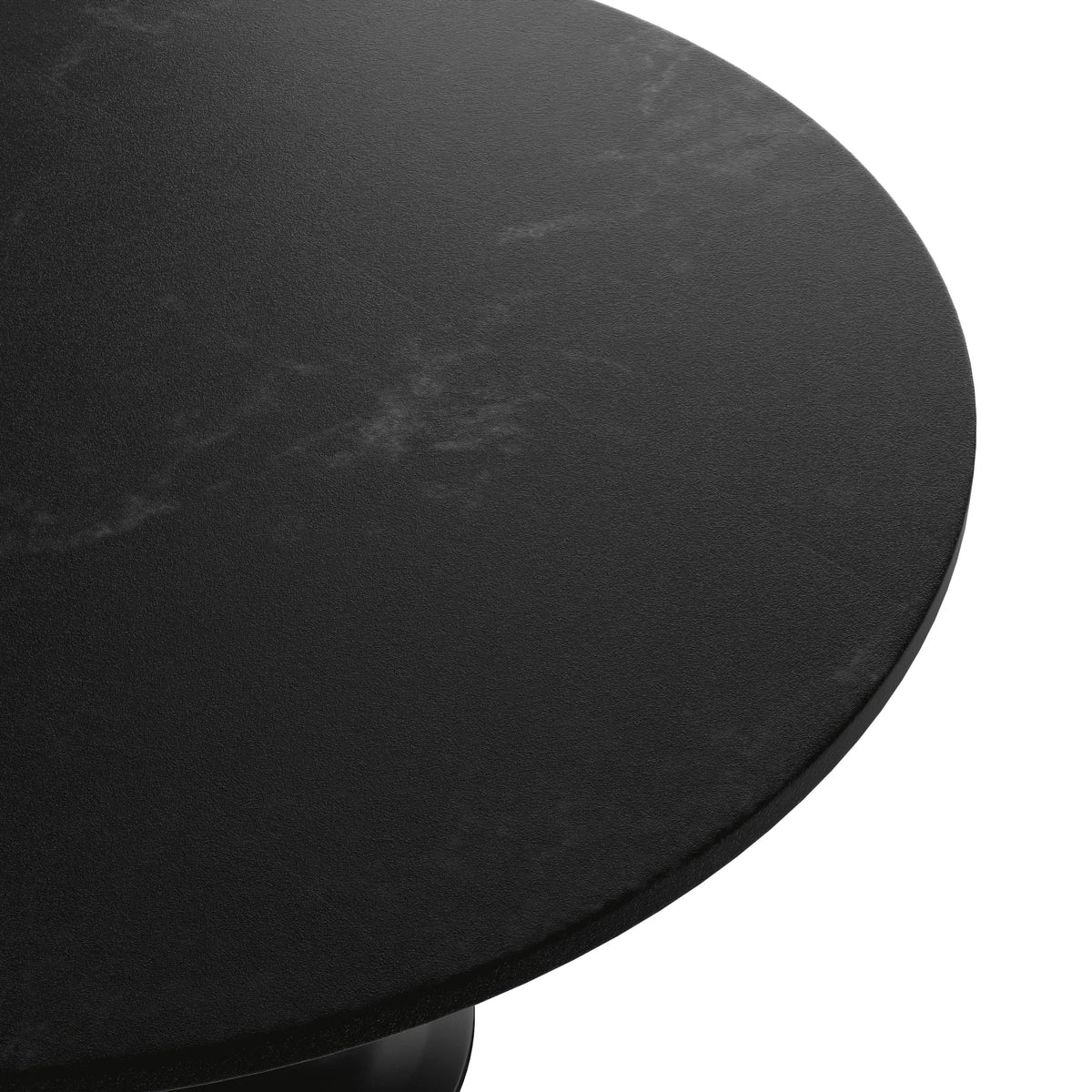 Verve Round Dining Table with MDF/Sintered Stone/Resin Tabletop in Black Stainless Steel Pedestal Base - Elax Furniture
