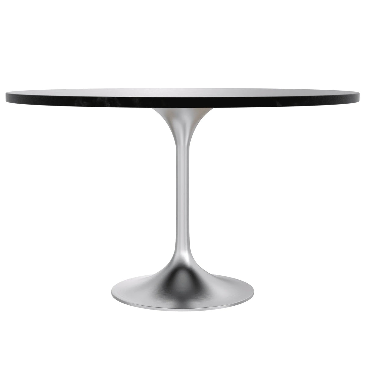Verve Round Dining Table with MDF/Sintered Stone/Resin Tabletop in Silver Stainless Steel Pedestal Base - Elax Furniture