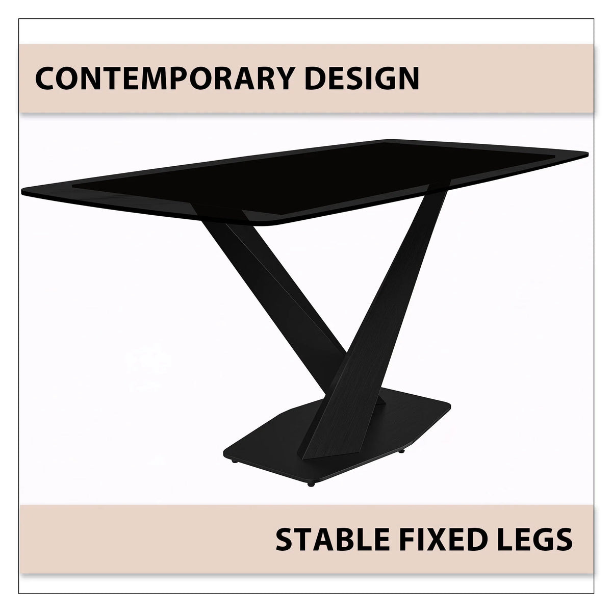 Voren Dining Table with Rectangular Tabletop with Gold/Black Stainless Steel Base - Elax Furniture