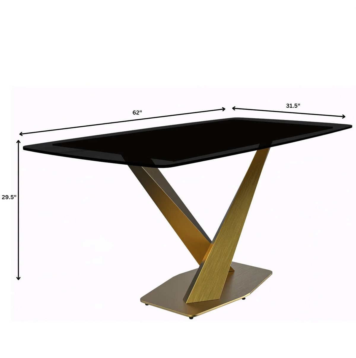 Voren Dining Table with Rectangular Tabletop with Gold/Black Stainless Steel Base - Elax Furniture