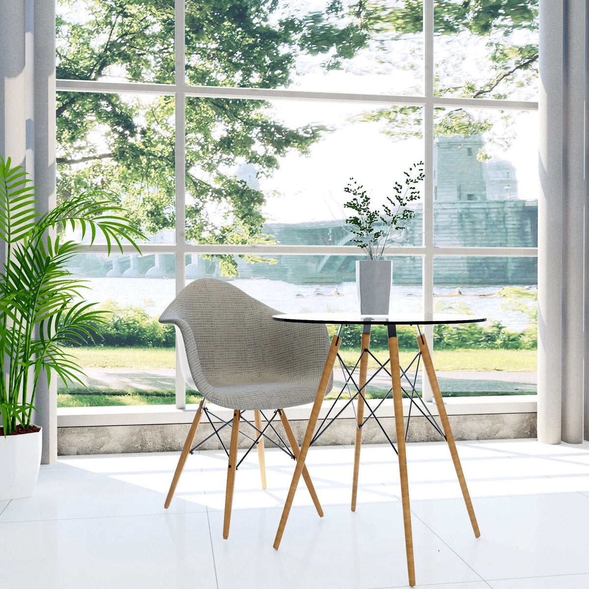 Willow Modern Fabric Eiffel Base Accent Side Chair - Elax Furniture