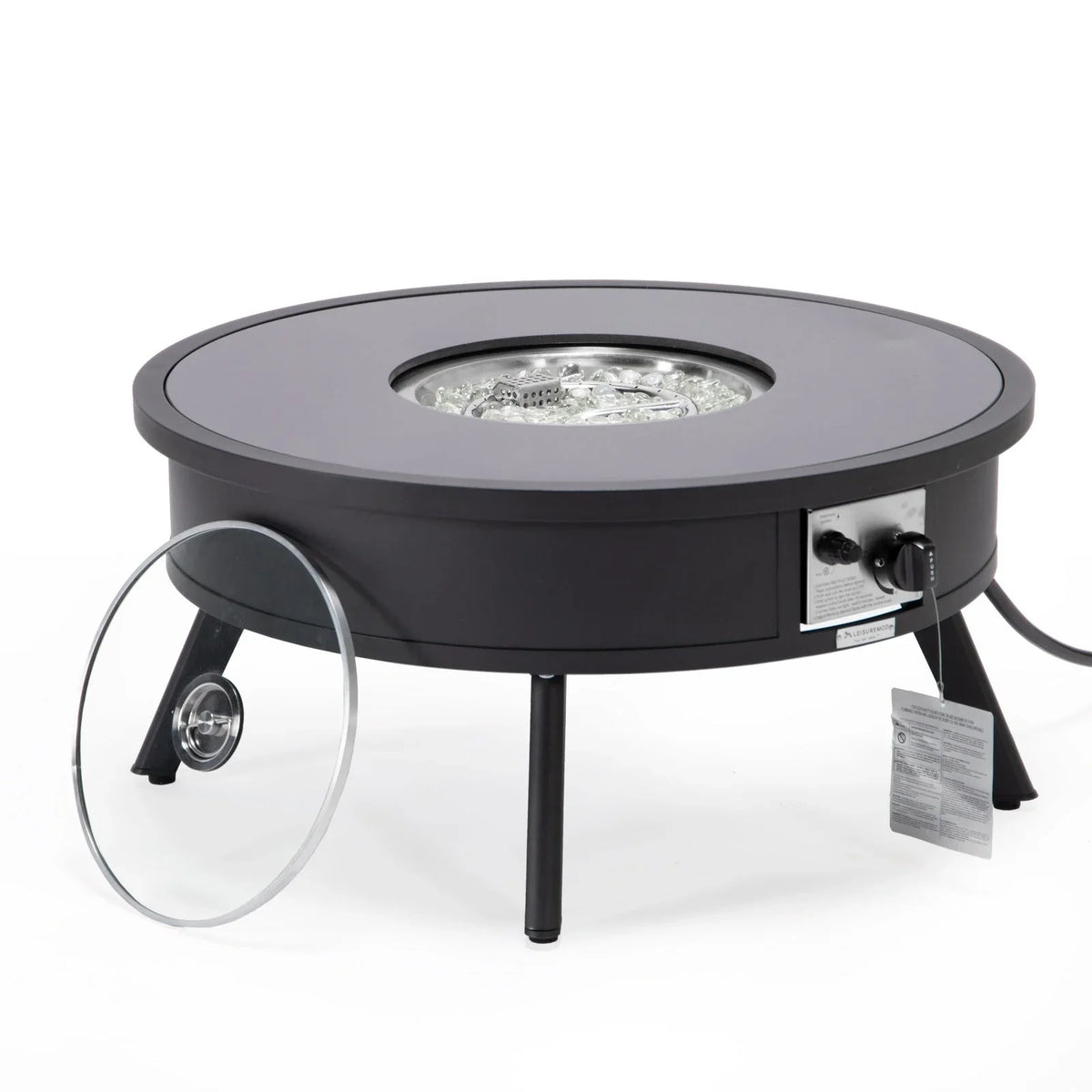 Walbrooke Modern Outdoor Round Fire Pit Table with Powder-Coated Aliuminum Frame - Elax Furniture