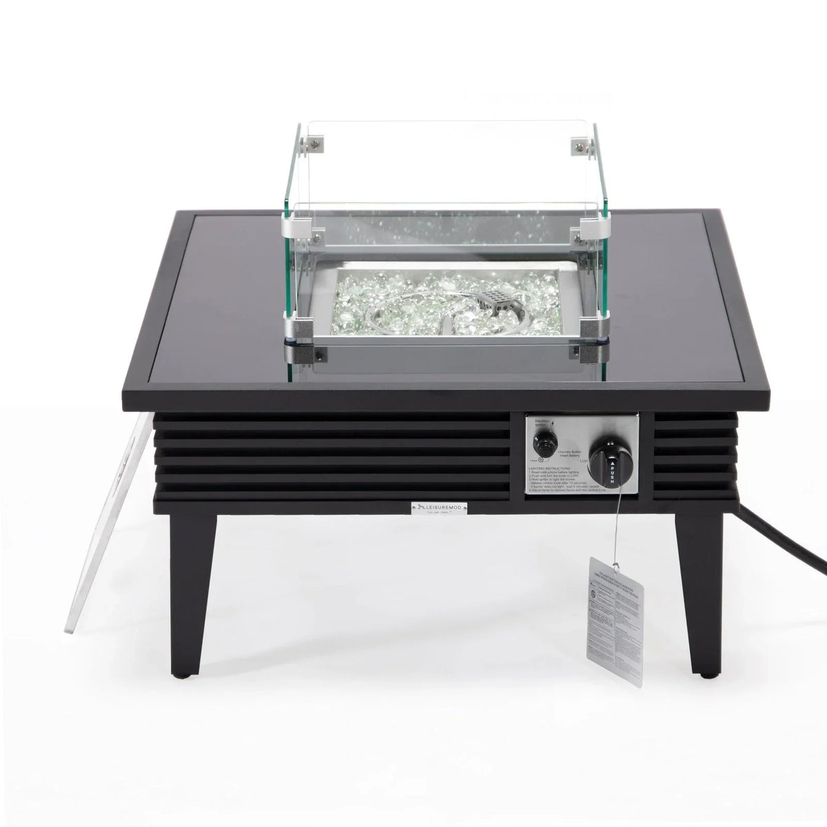 Walbrooke Modern Outdoor Square Fire Pit Table with Powder-Coated Aliuminum Frame and Slats Design - Elax Furniture