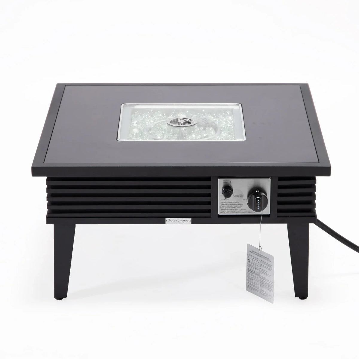 Walbrooke Modern Outdoor Square Fire Pit Table with Powder-Coated Aliuminum Frame and Slats Design - Elax Furniture
