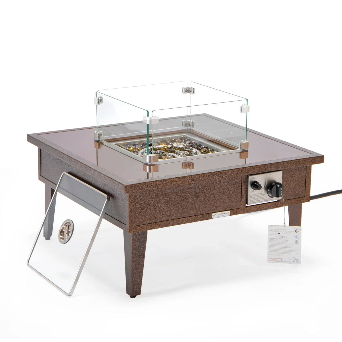 Walbrooke Outdoor Patio Square Fire Pit and Tank Holder - Elax Furniture
