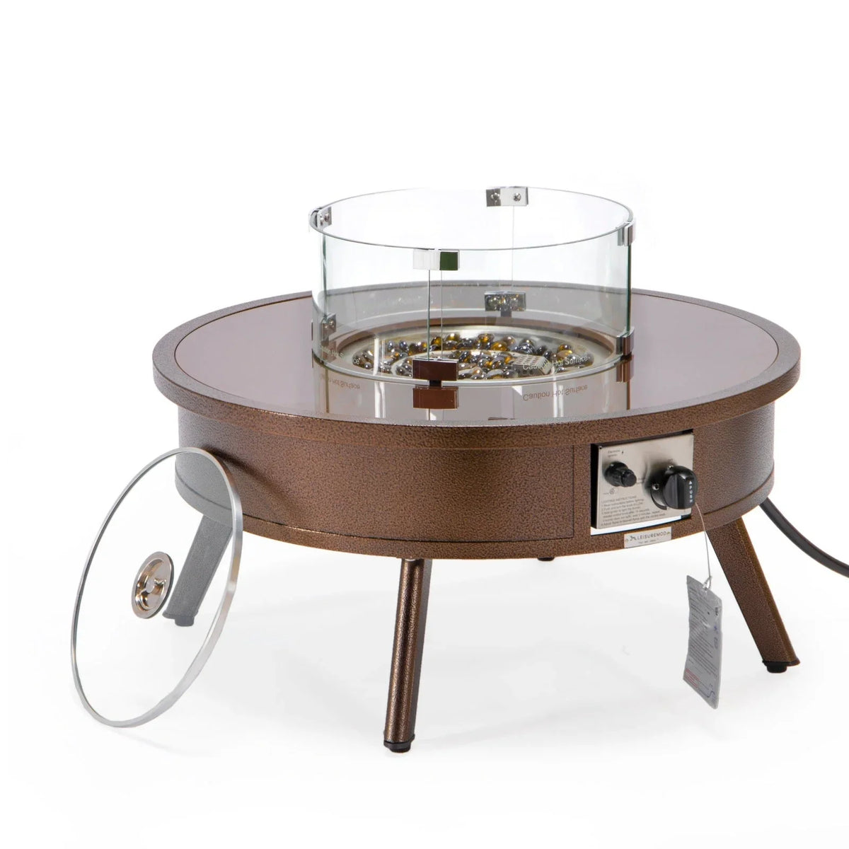Walbrooke Modern Outdoor Round Fire Pit Table with Powder-Coated Aliuminum Frame - Elax Furniture
