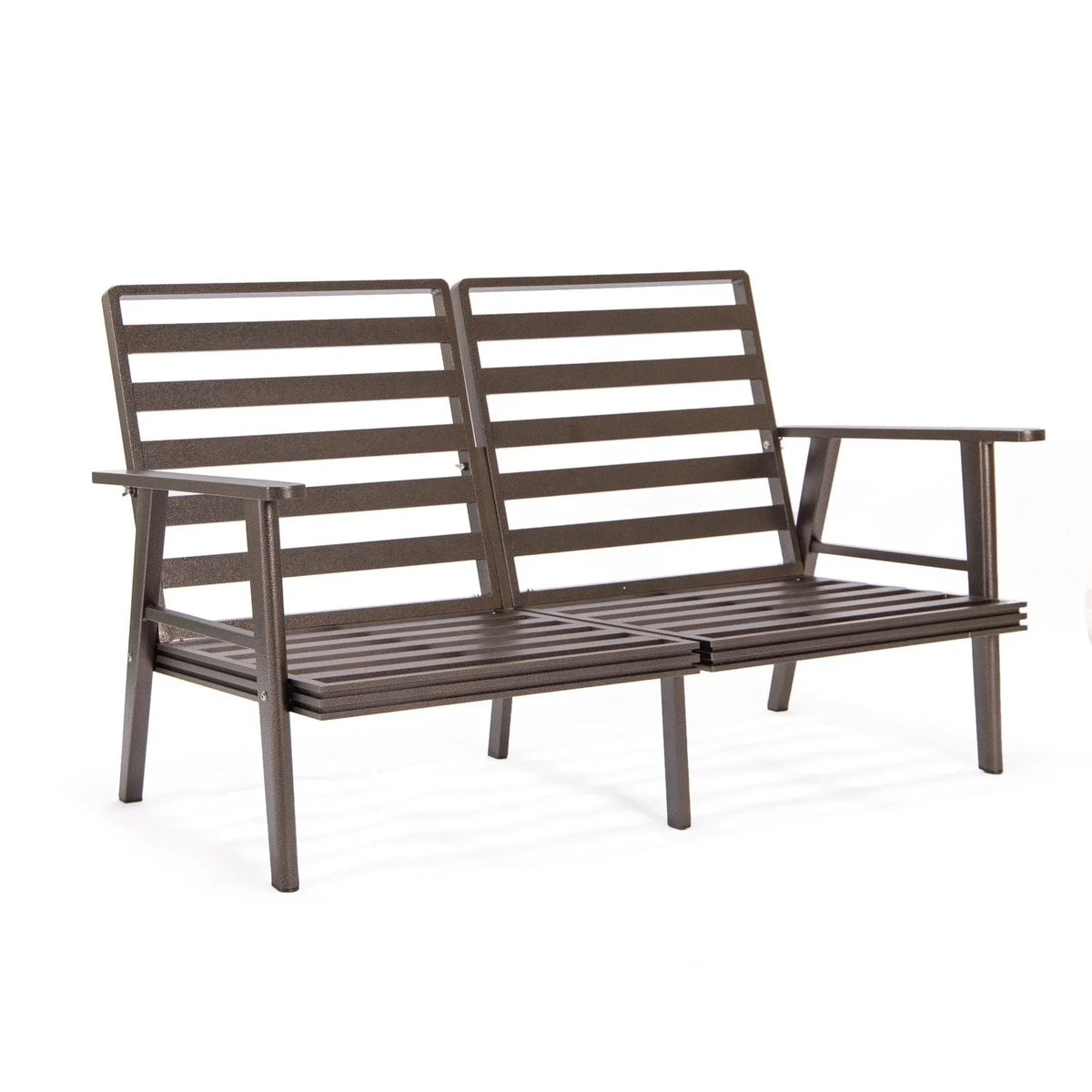 Walbrooke Modern 3-Piece Outdoor Patio Set with Brown Aluminum Frame and Removable Cushions Loveseat and Set of 2 Armchairs - Elax Furniture