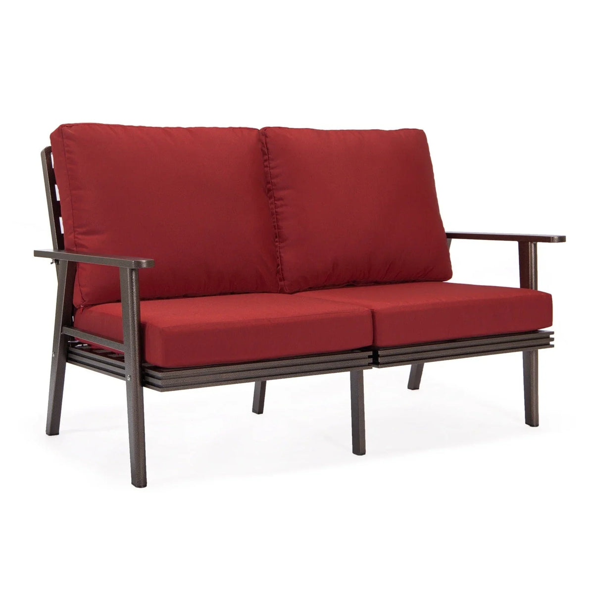 Walbrooke Modern 3-Piece Outdoor Patio Set with Brown Aluminum Frame and Removable Cushions Loveseat and Set of 2 Armchairs - Elax Furniture
