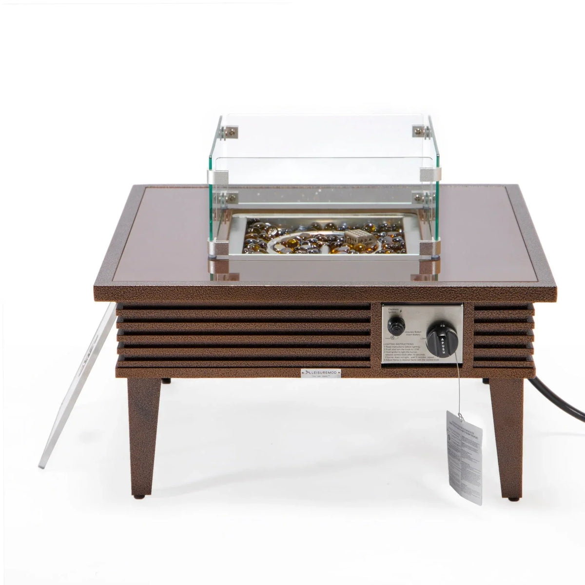 Walbrooke Modern Outdoor Square Fire Pit Table with Powder-Coated Aliuminum Frame and Slats Design - Elax Furniture