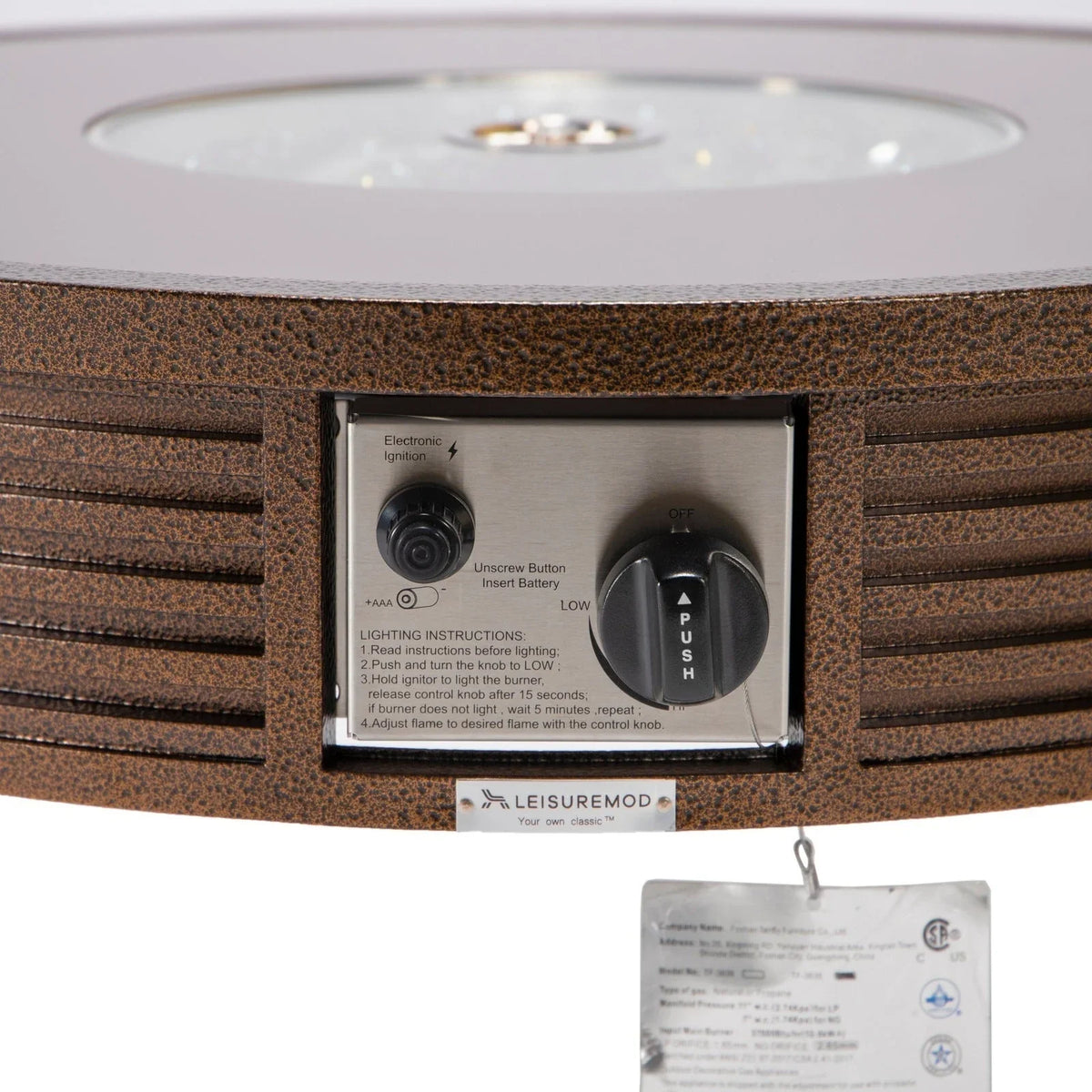 Walbrooke Outdoor Patio Round Fire Pit and Tank Holder with Slats Design - Elax Furniture