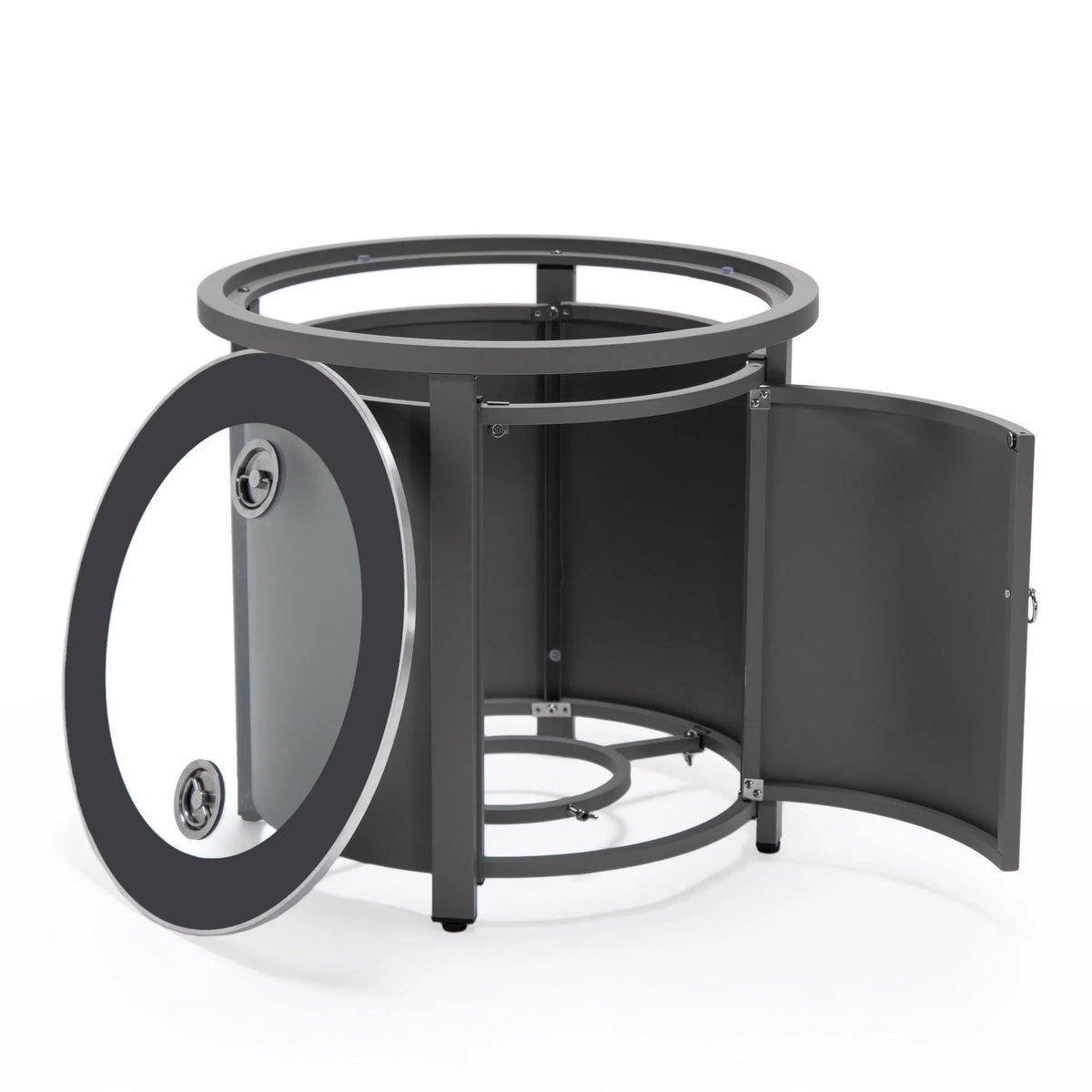 Walbrooke Aluminum Patio Conversation With Fire Pit Table & Tank Holder - Elax Furniture