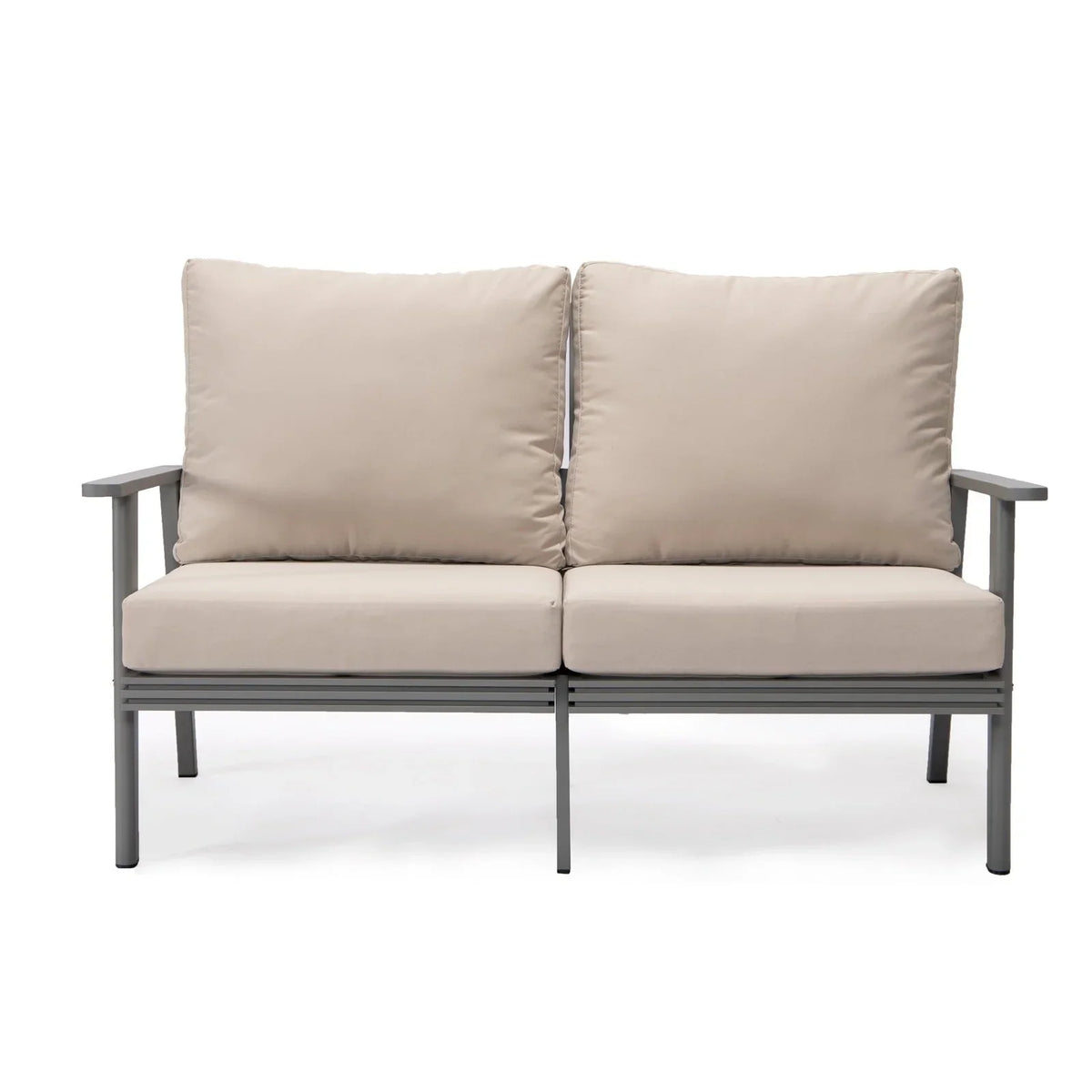 Walbrooke Modern 3-Piece Outdoor Patio Set with Grey Aluminum Frame and Removable Cushions Loveseat and Set of 2 Armchairs - Elax Furniture