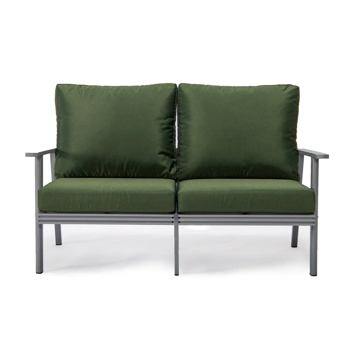 Walbrooke Modern 3-Piece Outdoor Patio Set with Grey Aluminum Frame and Removable Cushions Loveseat and Set of 2 Armchairs - Elax Furniture