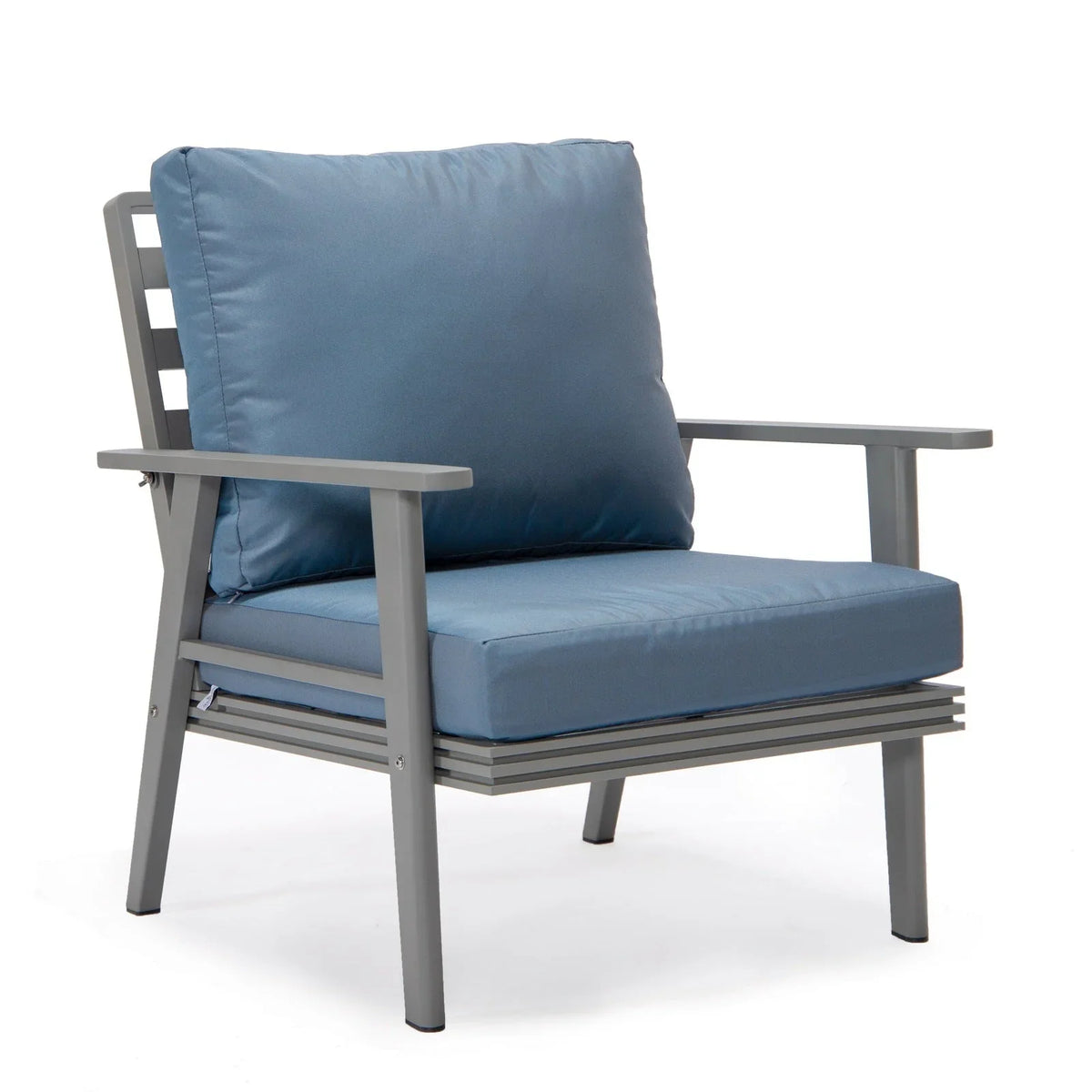 Walbrooke Modern 3-Piece Outdoor Patio Set with Grey Aluminum Frame and Removable Cushions Loveseat and Set of 2 Armchairs - Elax Furniture