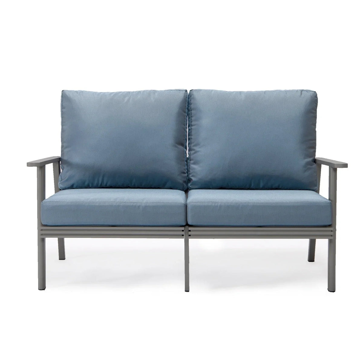 Walbrooke Modern 3-Piece Outdoor Patio Set with Grey Aluminum Frame and Removable Cushions Loveseat and Set of 2 Armchairs - Elax Furniture