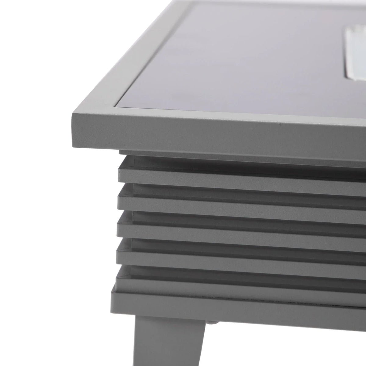 Walbrooke Modern Outdoor Square Fire Pit Table with Powder-Coated Aliuminum Frame and Slats Design - Elax Furniture