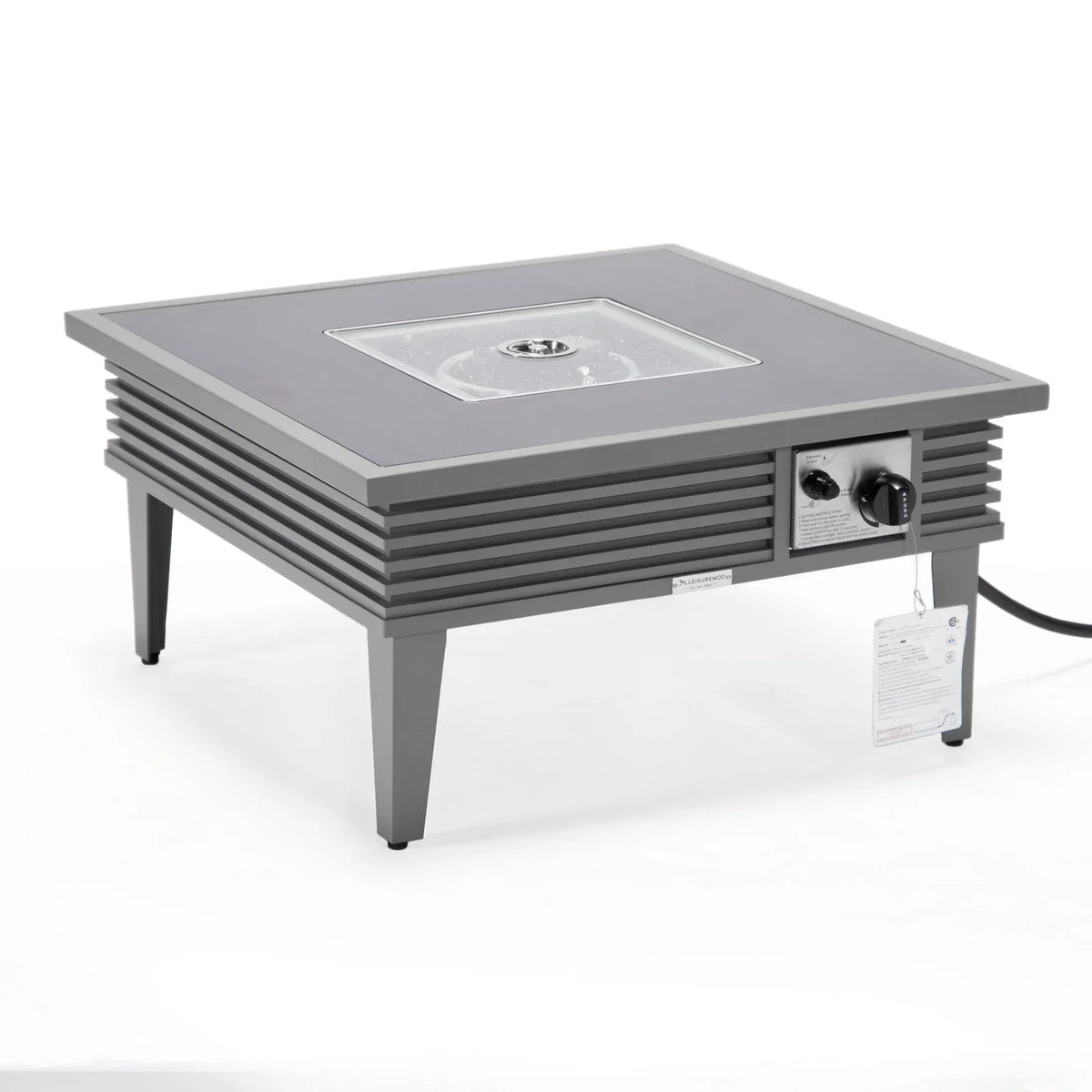 Walbrooke Modern Outdoor Square Fire Pit Table with Powder-Coated Aliuminum Frame and Slats Design - Elax Furniture