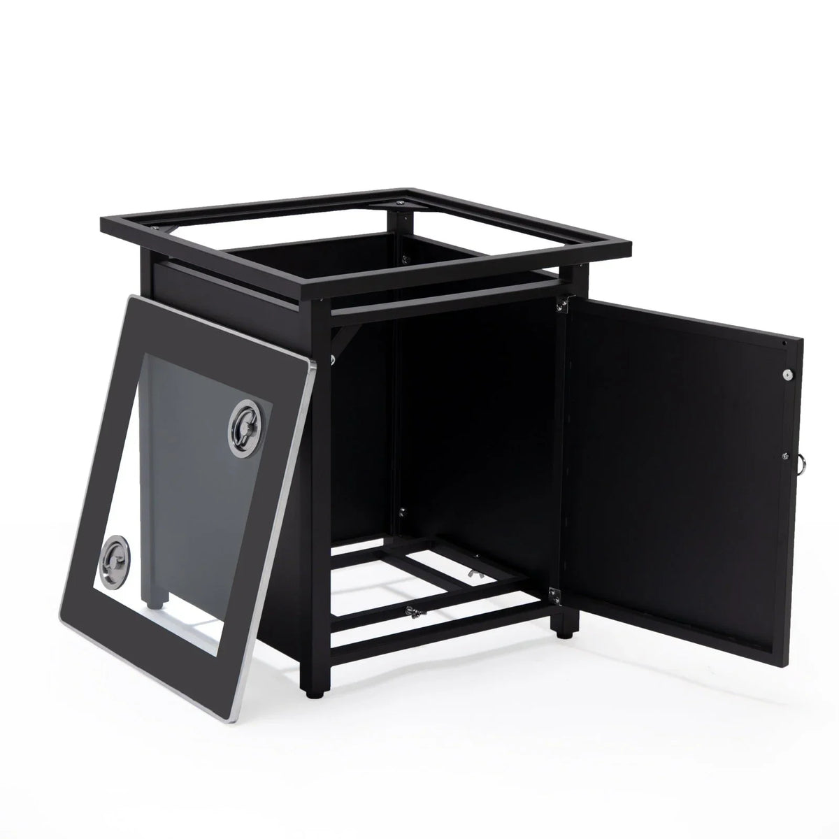 Walbrooke Modern Square Tank Holder Table with Tempered Glass Top and Powder Coated Aluminum - Elax Furniture
