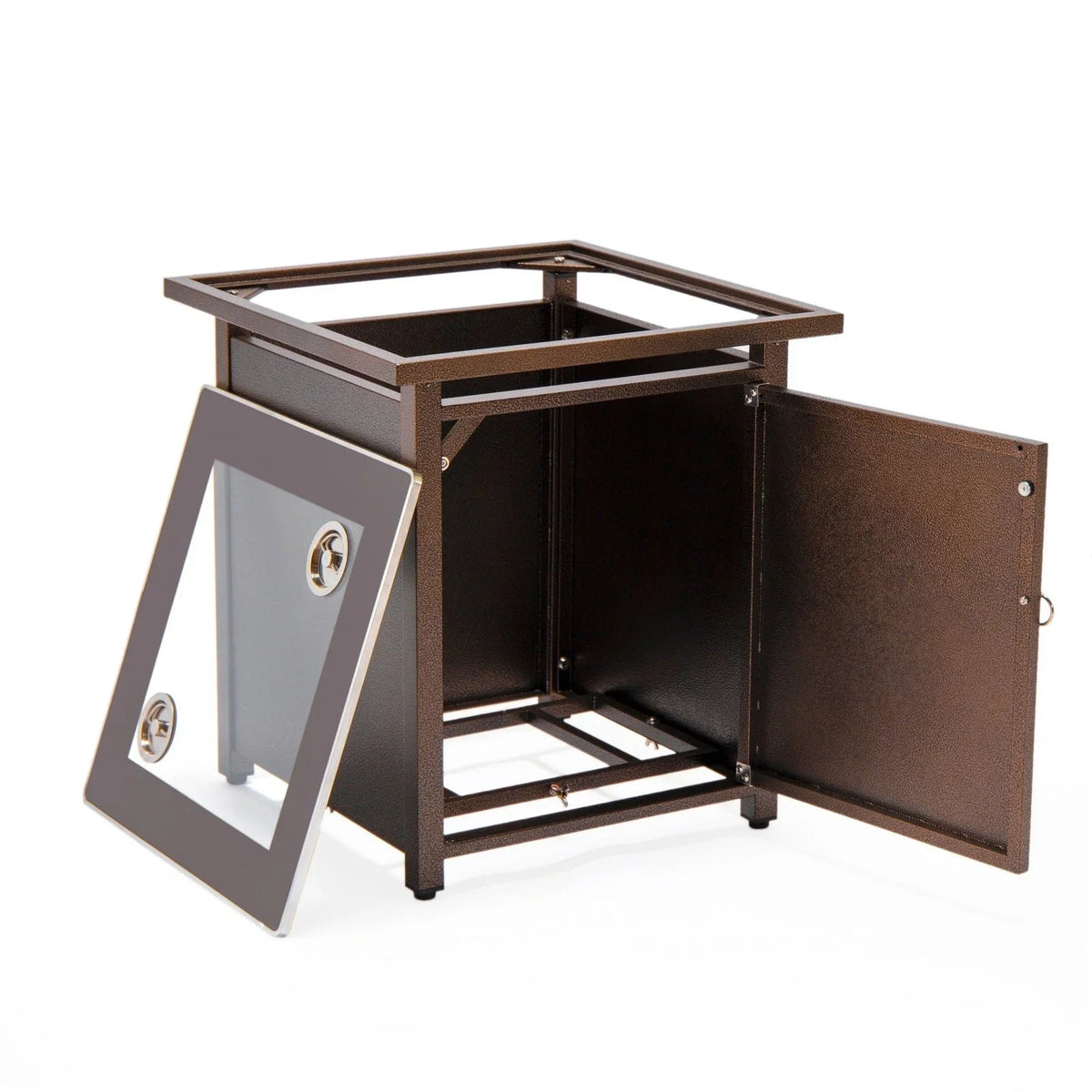 Walbrooke Modern Square Tank Holder Table with Tempered Glass Top and Powder Coated Aluminum - Elax Furniture