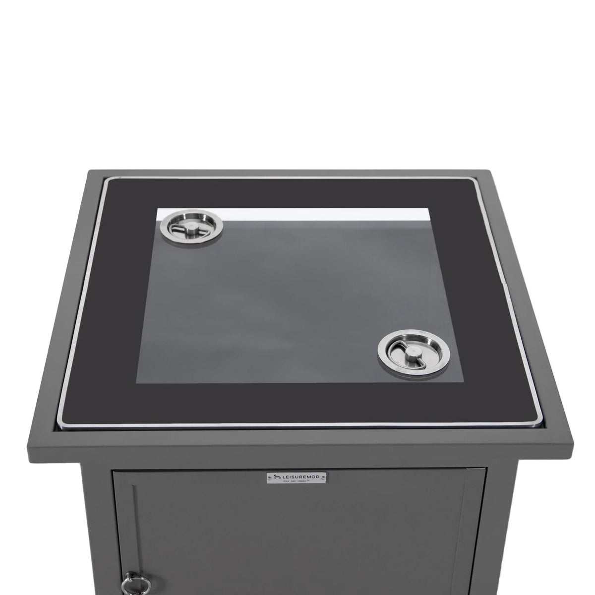 Walbrooke Modern Square Tank Holder Table with Tempered Glass Top and Powder Coated Aluminum - Elax Furniture