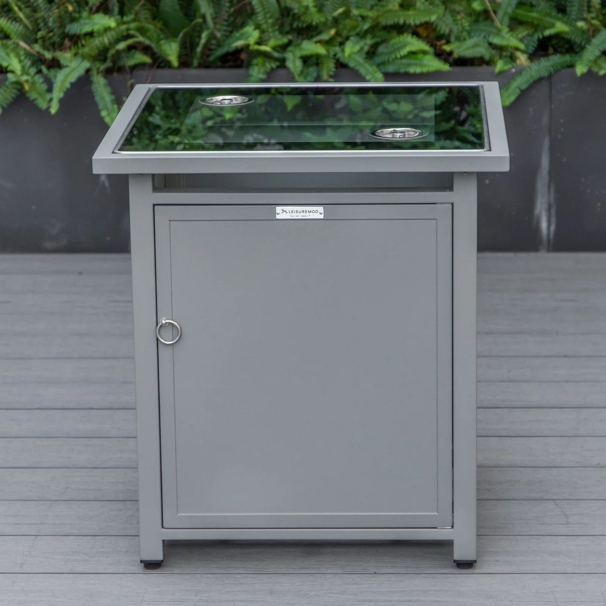 Walbrooke Modern Square Tank Holder Table with Tempered Glass Top and Powder Coated Aluminum - Elax Furniture