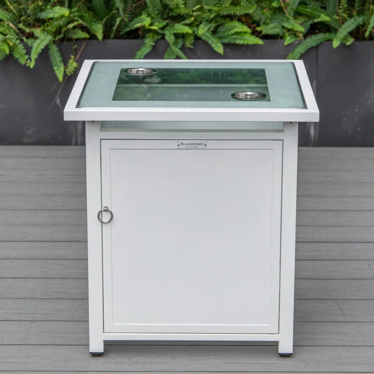 Walbrooke Modern Square Tank Holder Table with Tempered Glass Top and Powder Coated Aluminum - Elax Furniture