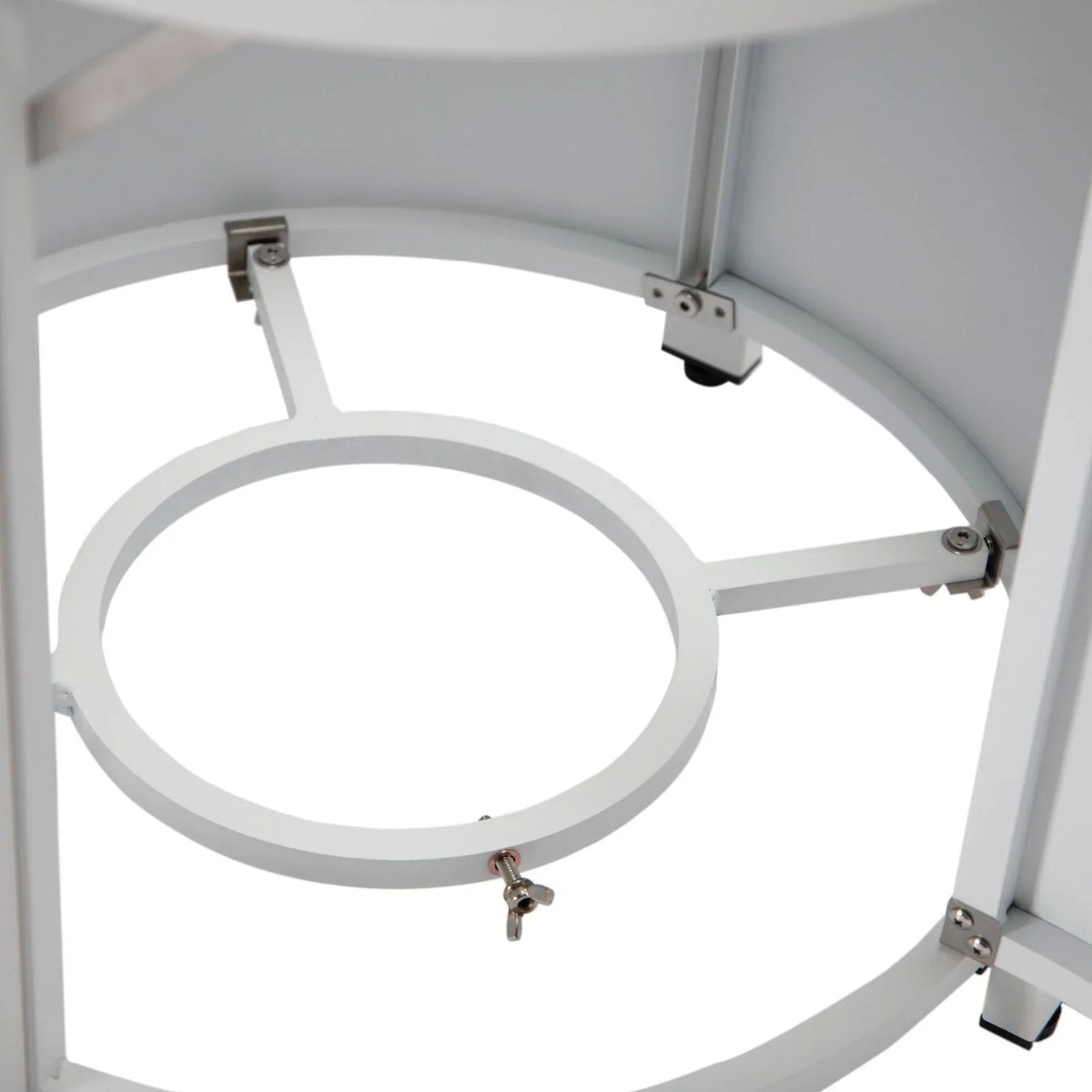 Walbrooke Modern Round Tank Holder Table with Tempered Glass Top and Powder Coated Aluminum - Elax Furniture