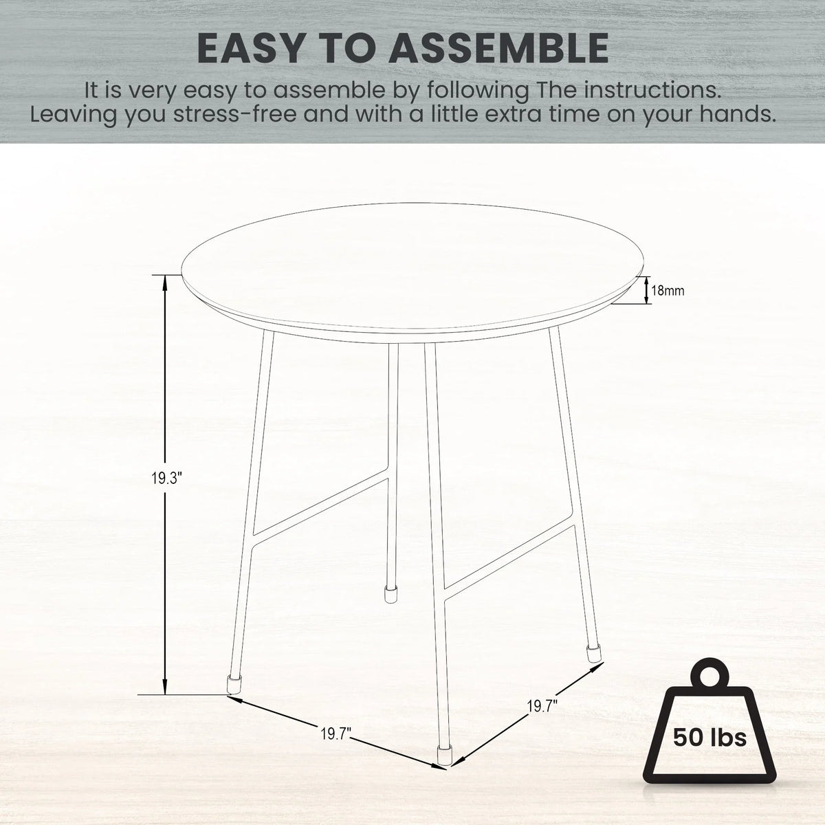 Rossmore Round Side Table with MDF Wood Tabletop in White Steel - Elax Furniture