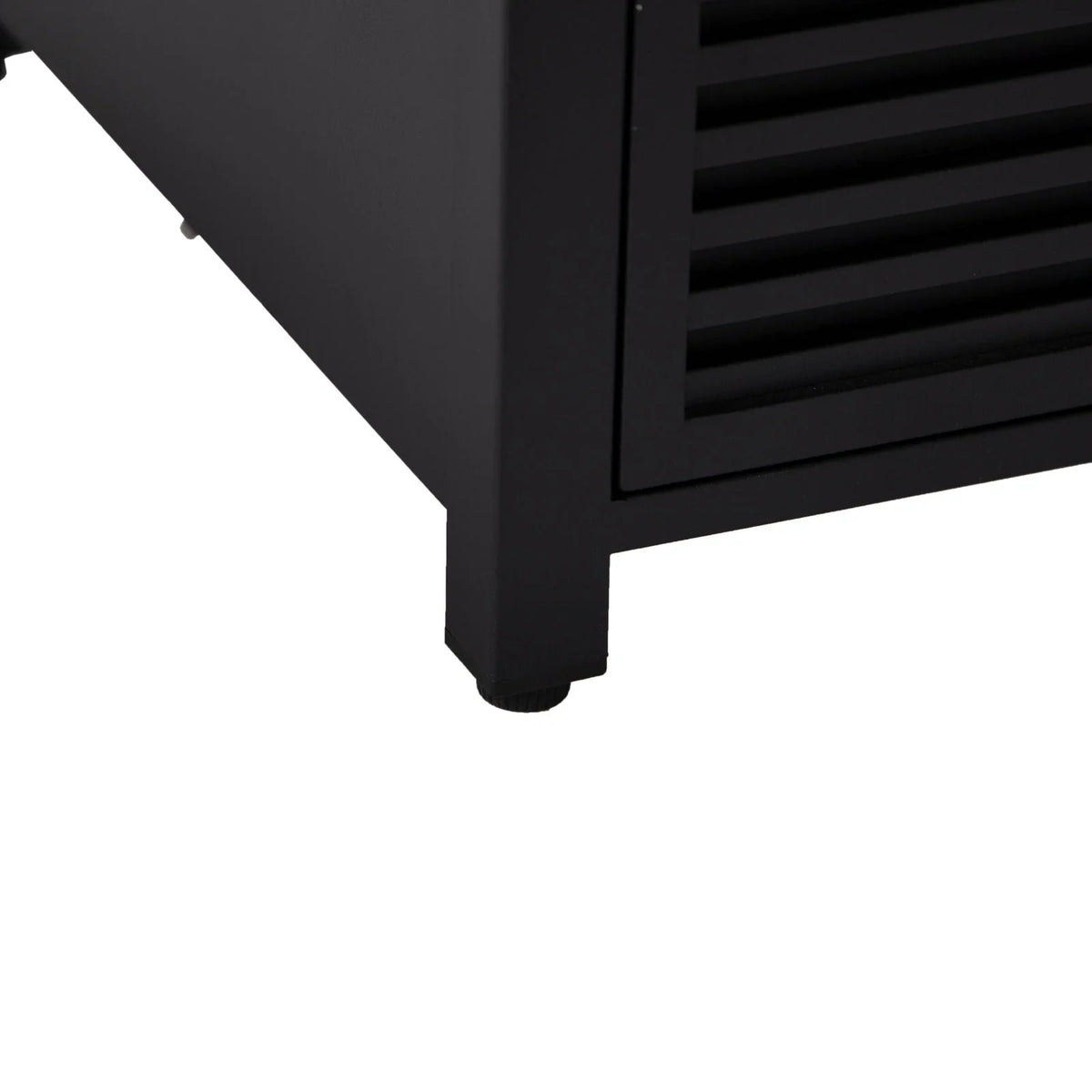 Walbrooke Modern Square Tank Holder Table with Tempered Glass Top and Powder Coated Aluminum Slats - Elax Furniture