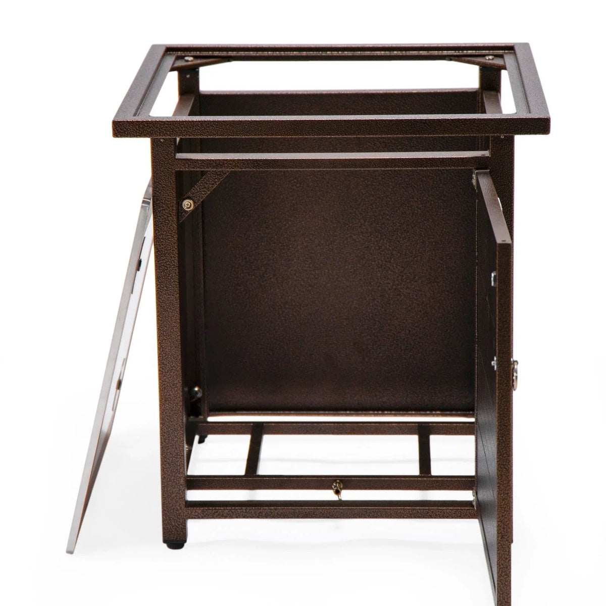 Walbrooke Modern Square Tank Holder Table with Tempered Glass Top and Powder Coated Aluminum Slats - Elax Furniture