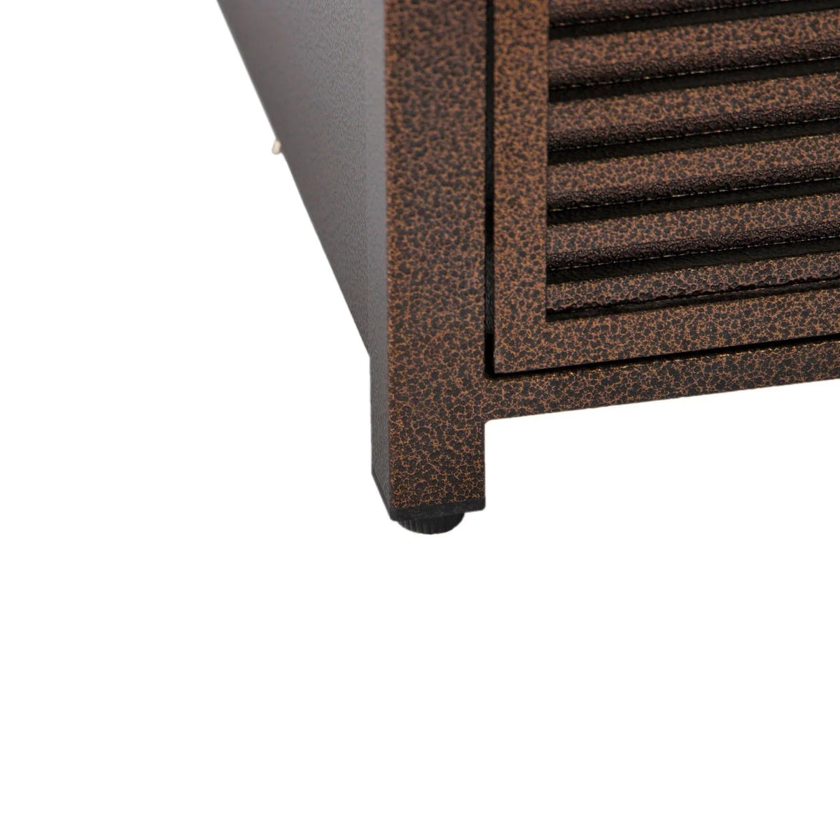 Walbrooke Modern Square Tank Holder Table with Tempered Glass Top and Powder Coated Aluminum Slats - Elax Furniture