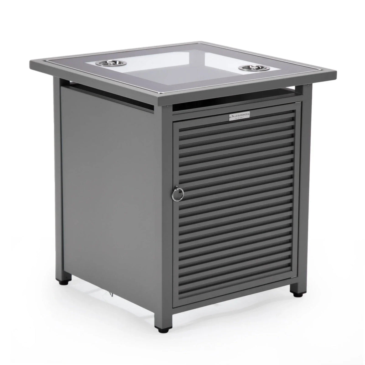 Walbrooke Modern Square Tank Holder Table with Tempered Glass Top and Powder Coated Aluminum Slats - Elax Furniture