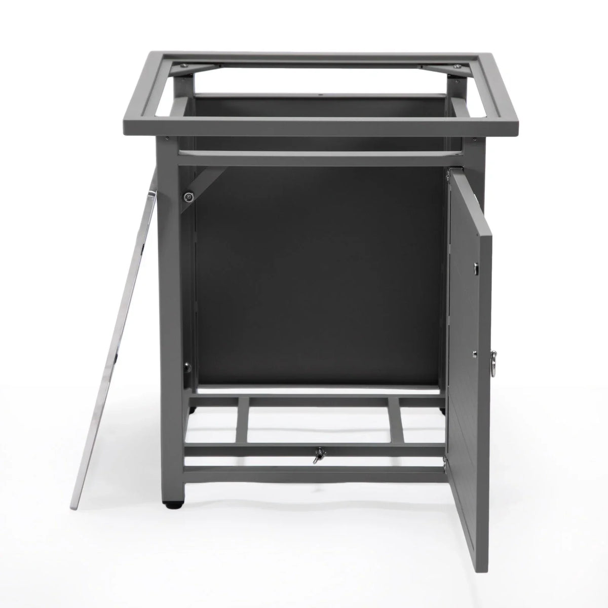 Walbrooke Modern Square Tank Holder Table with Tempered Glass Top and Powder Coated Aluminum Slats - Elax Furniture