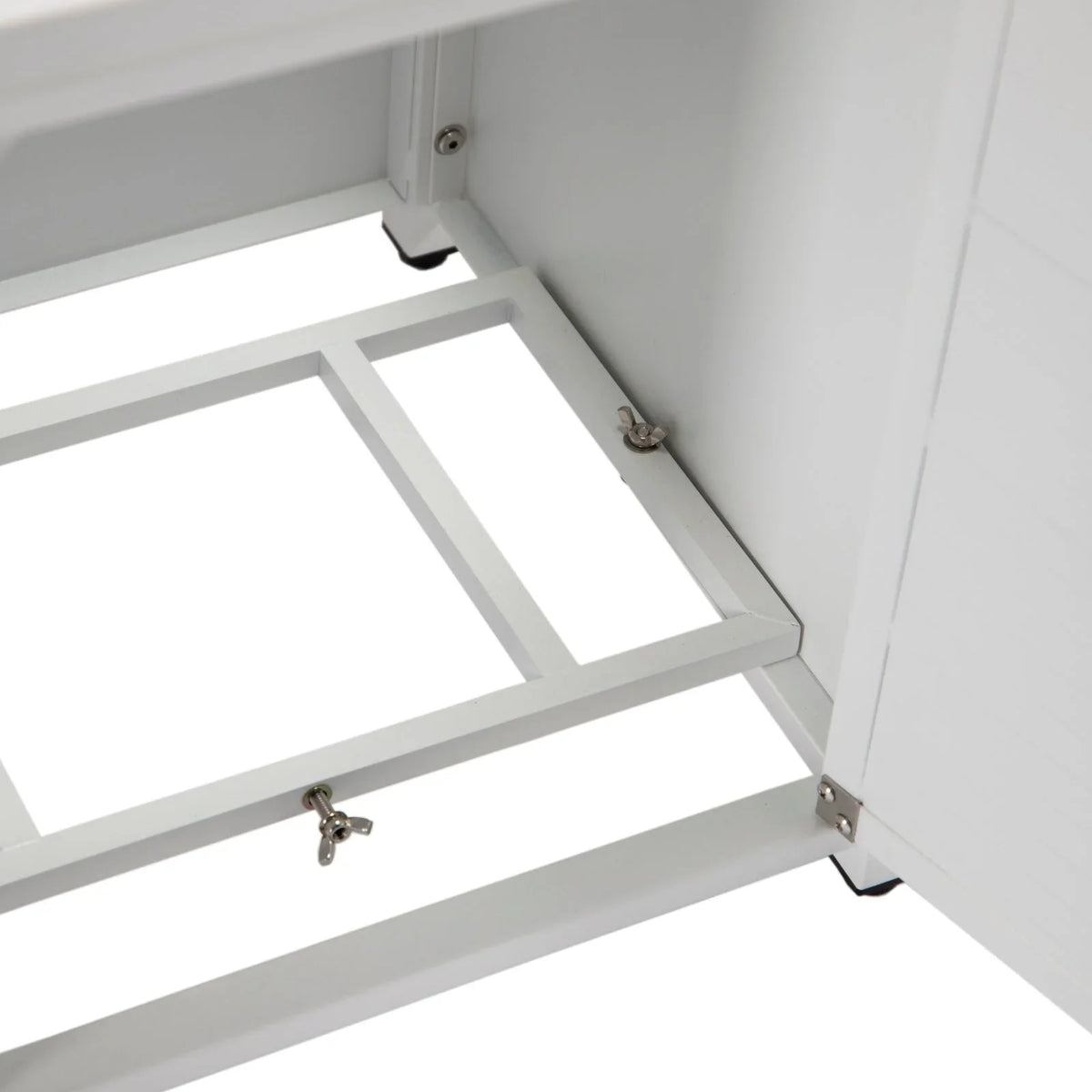Walbrooke Modern Square Tank Holder Table with Tempered Glass Top and Powder Coated Aluminum Slats - Elax Furniture