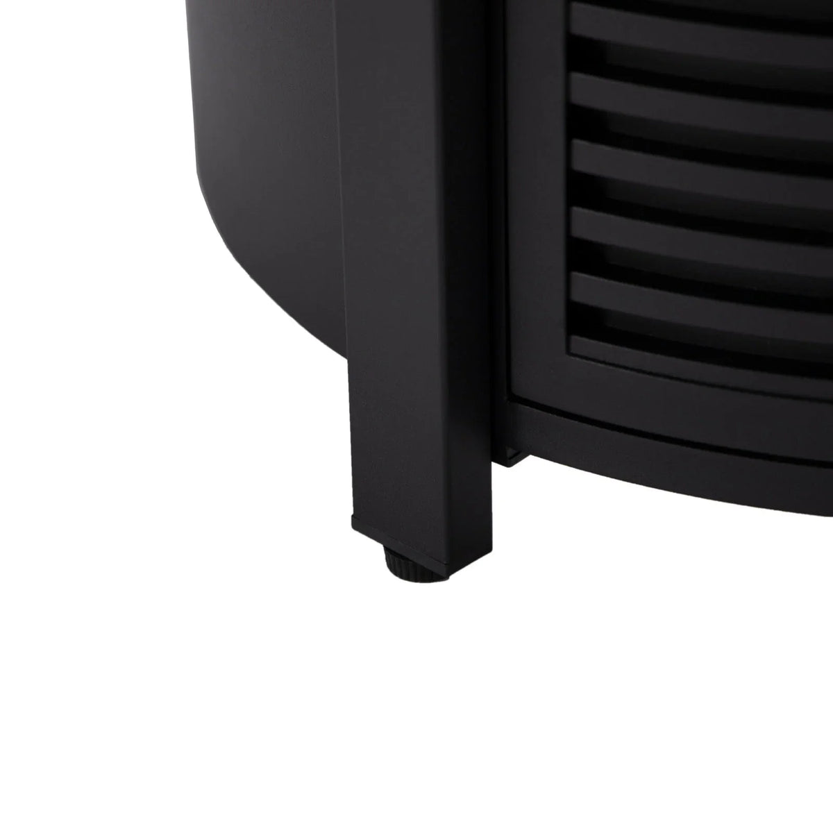 Walbrooke Modern Round Tank Holder Table with Tempered Glass Top and Powder Coated Aluminum Slats Design - Elax Furniture