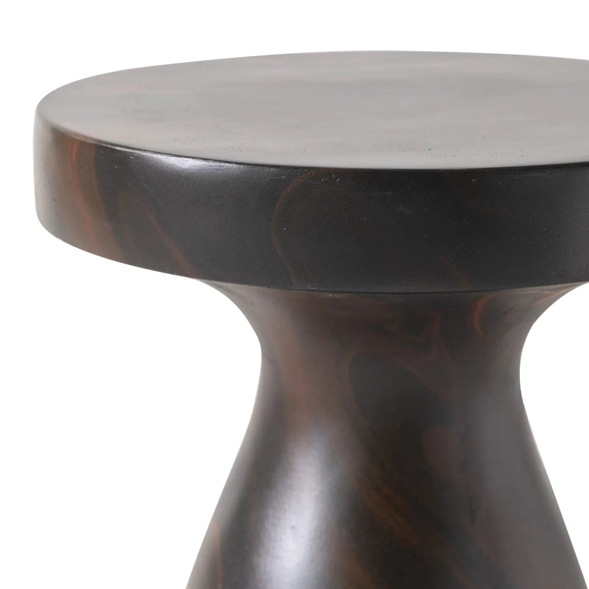 Wisp 16" Modern Wide Round Fiberstone Hourglass Design Side Table - Stylish Accent End Table Pottery Red Side Table Leisuremod