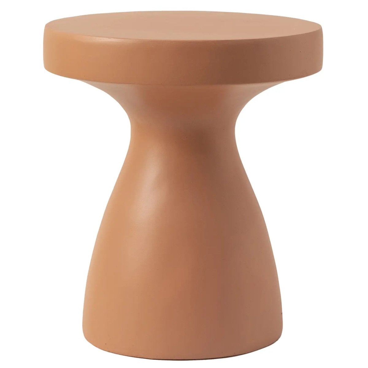 Wisp 16" Modern Wide Round Fiberstone Hourglass Design Side Table - Stylish Accent End Table Pink Side Table Leisuremod