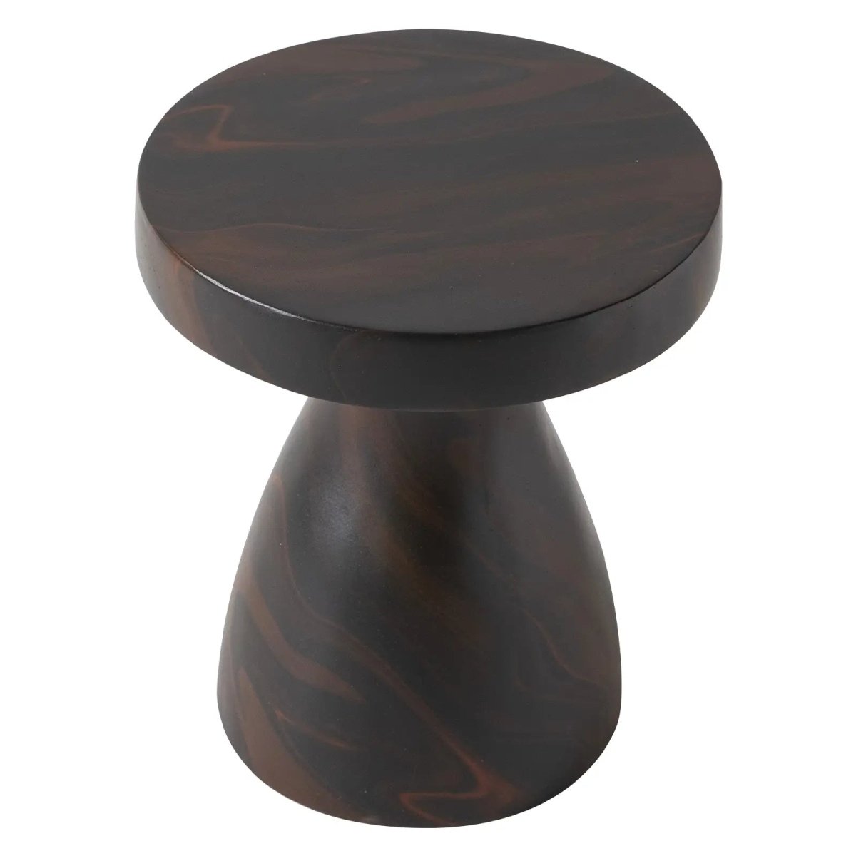 Wisp 16" Modern Wide Round Fiberstone Hourglass Design Side Table - Stylish Accent End Table Pottery Red Side Table Leisuremod