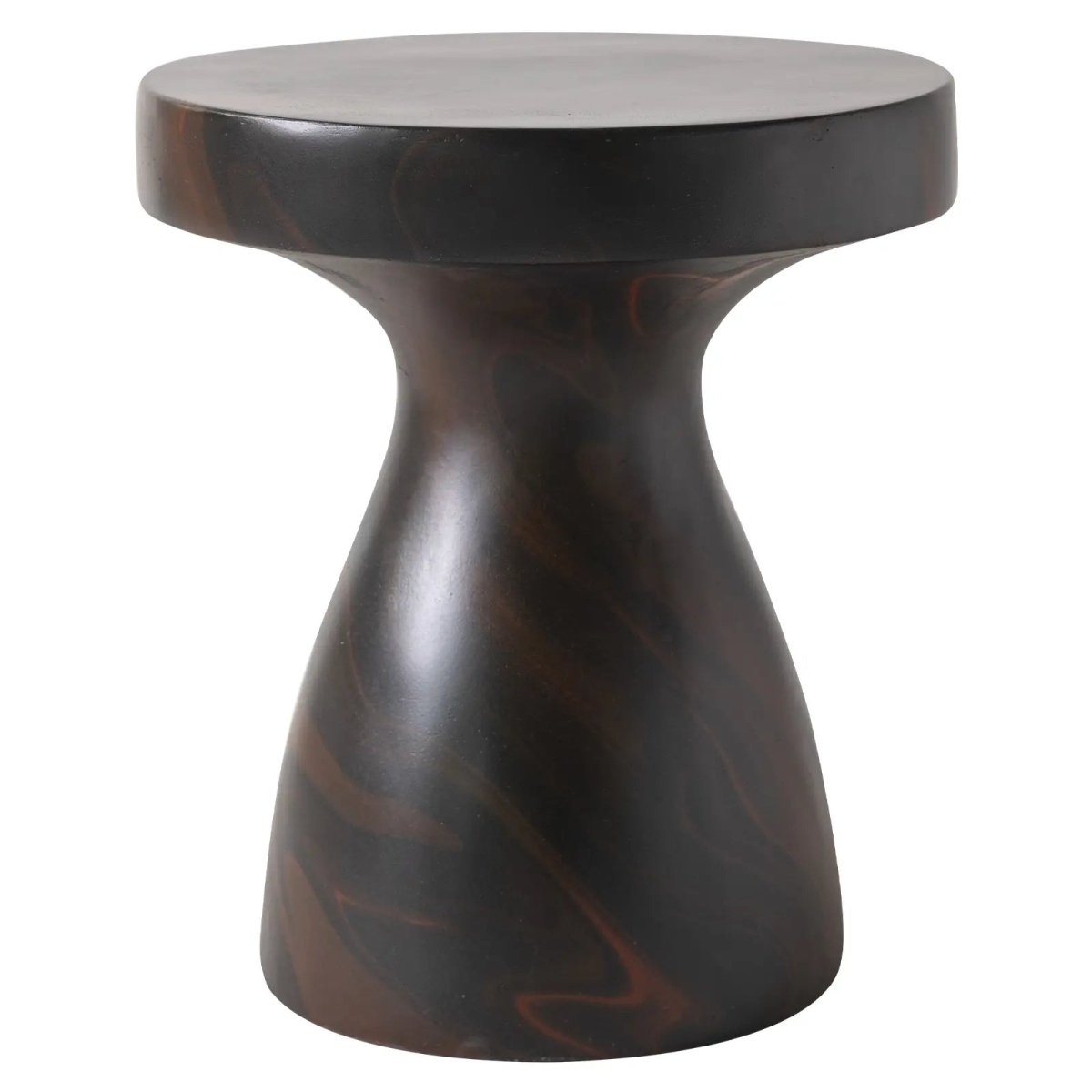 Wisp 16" Modern Wide Round Fiberstone Hourglass Design Side Table - Stylish Accent End Table Pottery Red Side Table Leisuremod