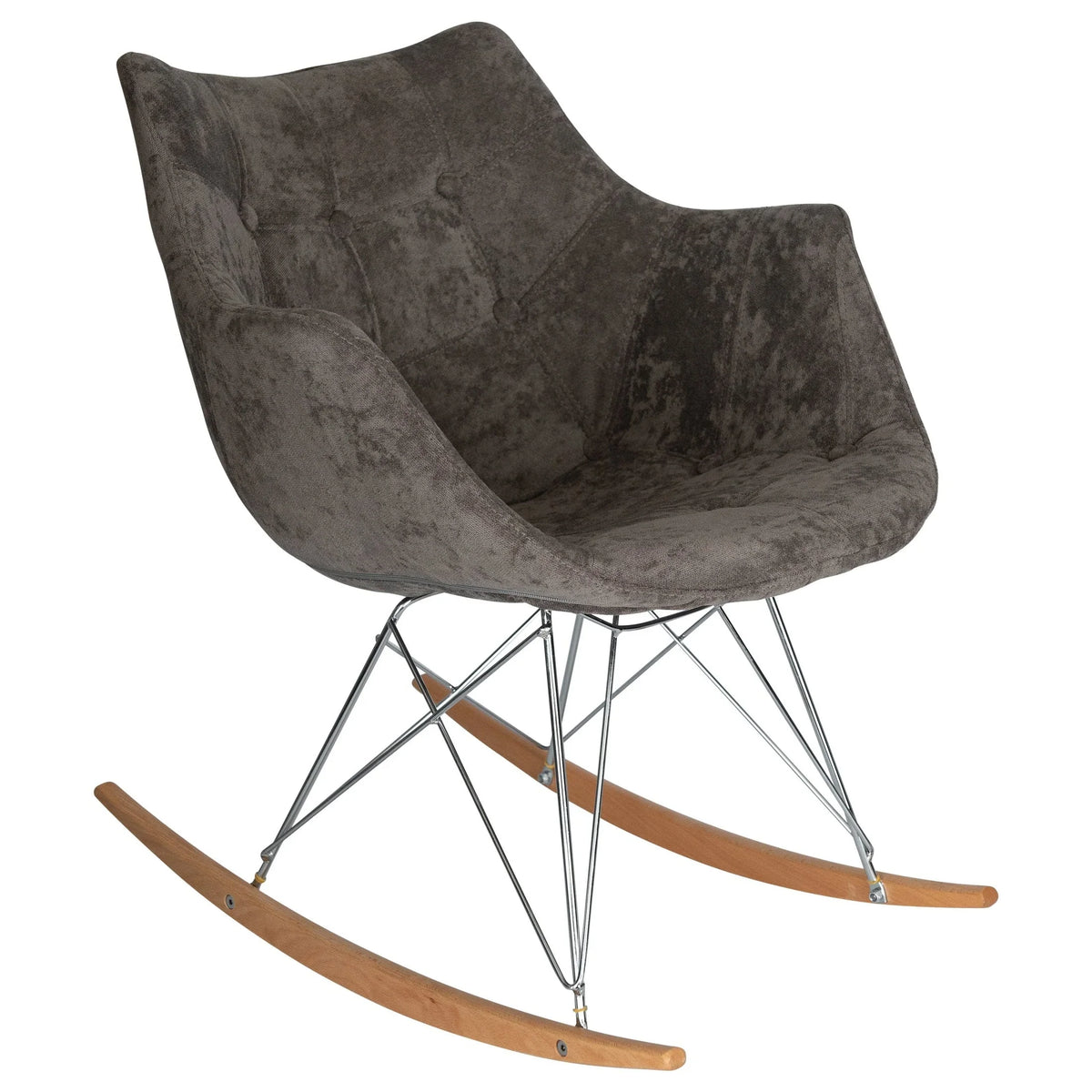 Willow Modern Petite Twill Upholstered Fabric/Velvet with Eiffel Base Rocking Chair - Elax Furniture