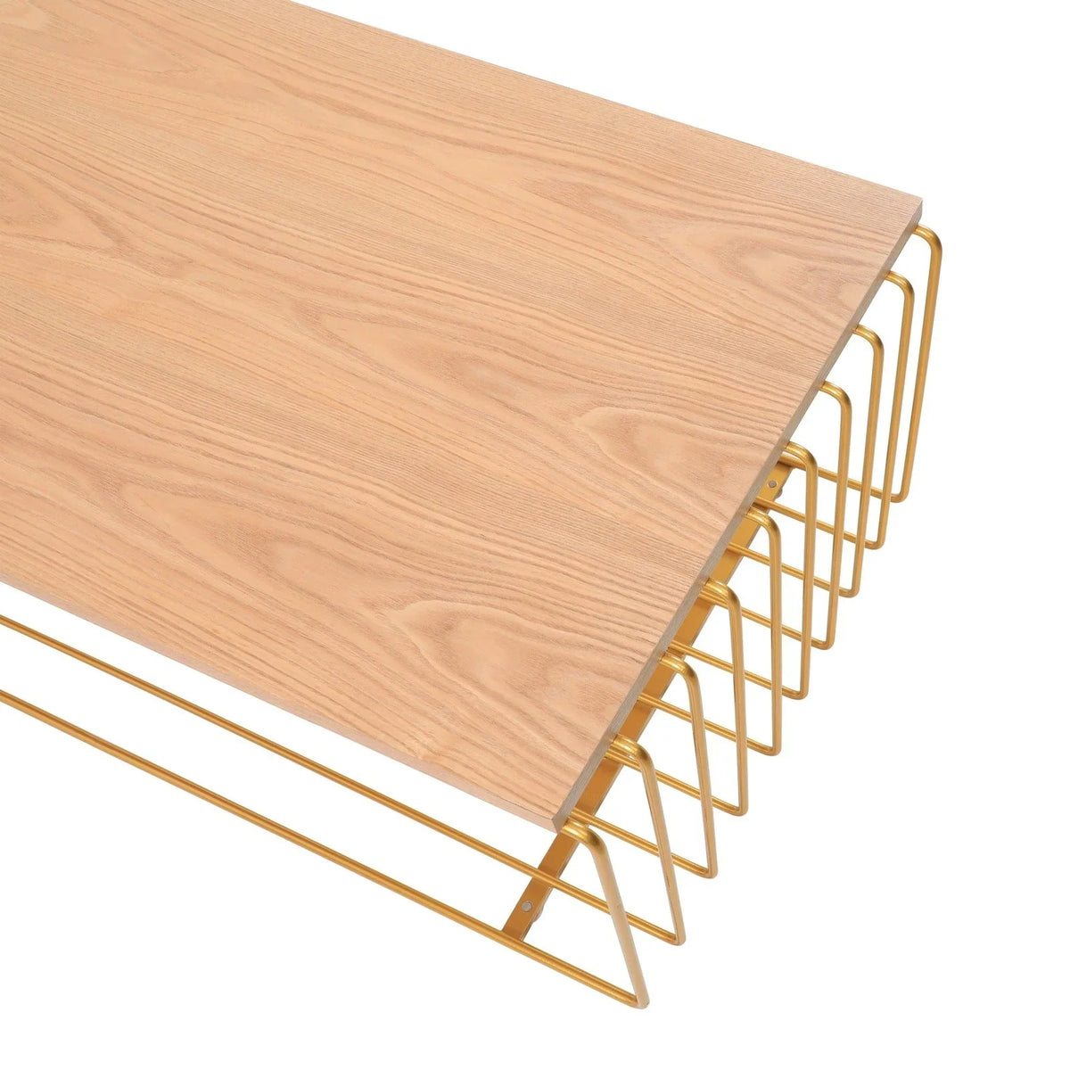 Walden Rectangular Coffee Table with Ash Wood Tabletop in Black Steel Frame - Elax Furniture