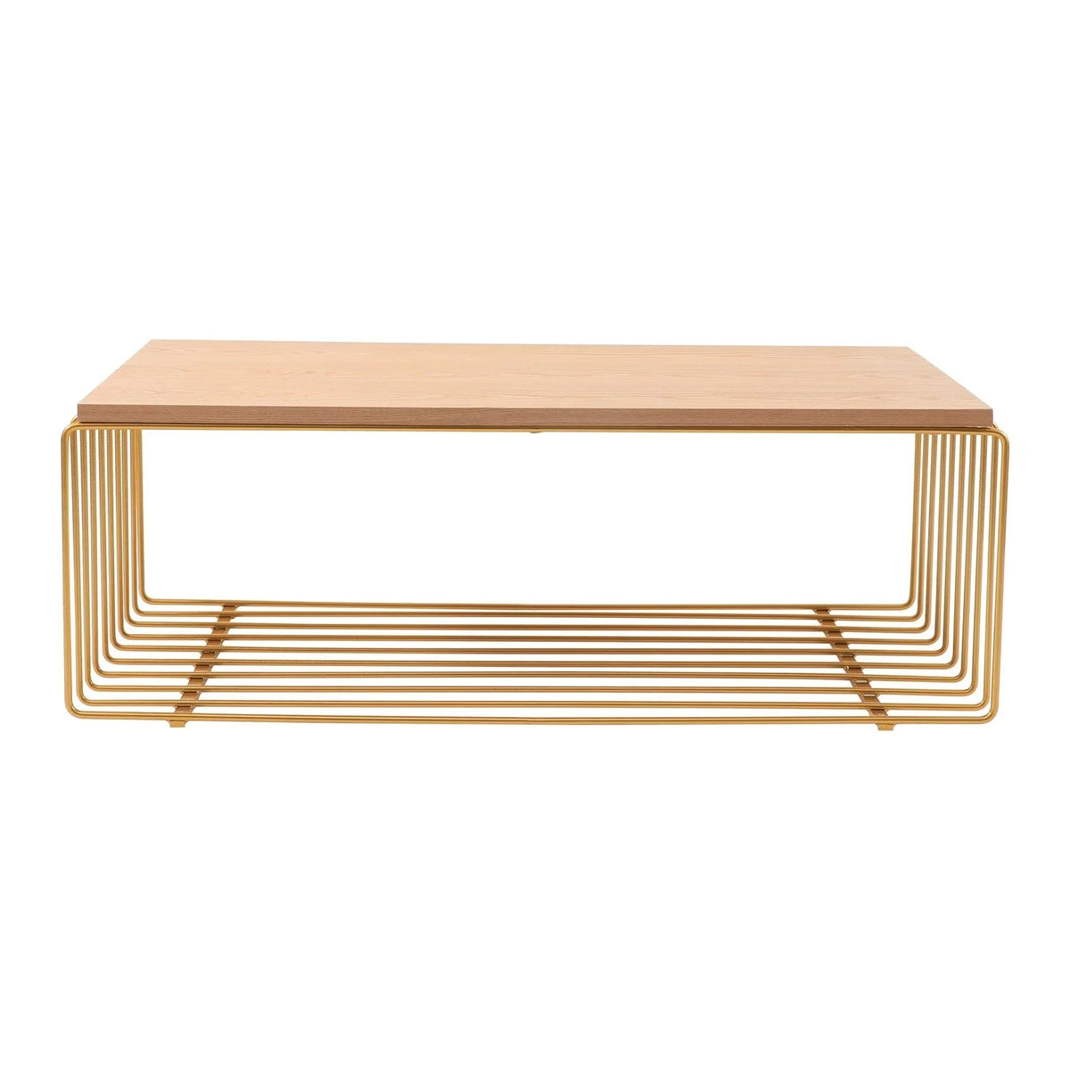 Walden Rectangular Coffee Table with Ash Wood Tabletop in Black Steel Frame - Elax Furniture